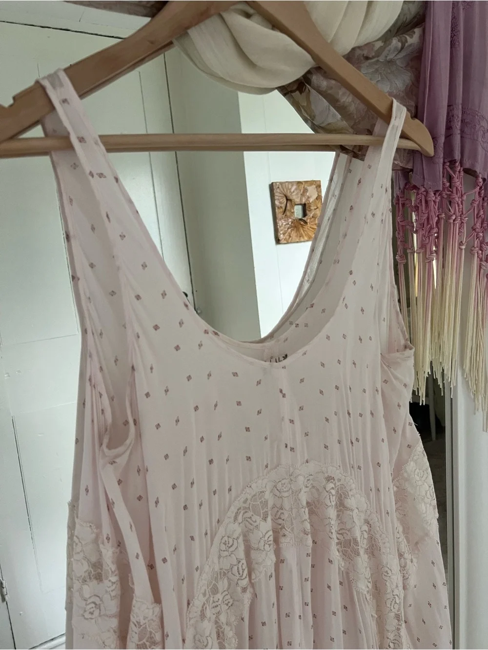 Free People Blush Pink Lace-Trim Mini Dress - Picture 6 of 10